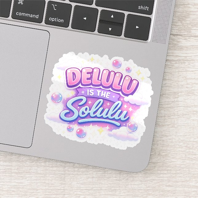Sticker Delulu Is the Solulu – Cute Kawaii Aesthetic  (Détail)
