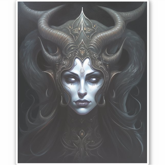 Sticker Demon Woman Queen Dark Imaginaire Art (Devant)