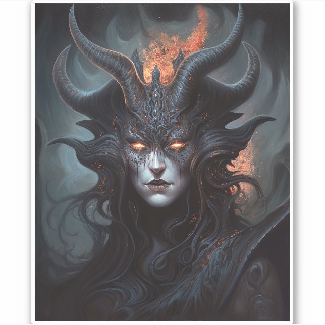 Sticker Demon Woman Queen Dark Imaginaire Art (Devant)