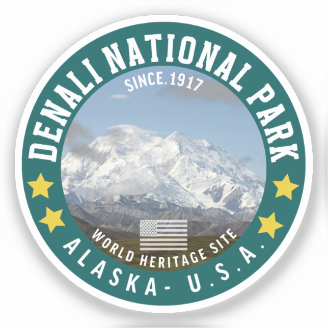 Sticker Denali National Park Alaska Forest Landscape view (Recto)