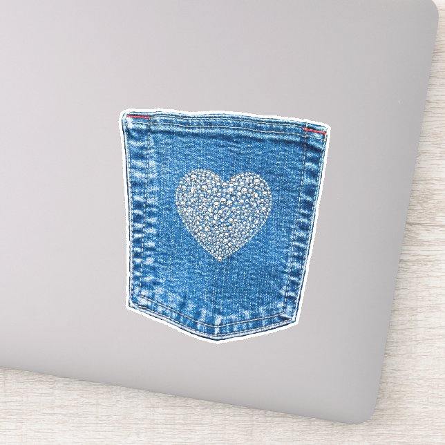 Sticker Denim Pocket Diamond Heart Bedazzzzzzzzzz Pays (Détail)