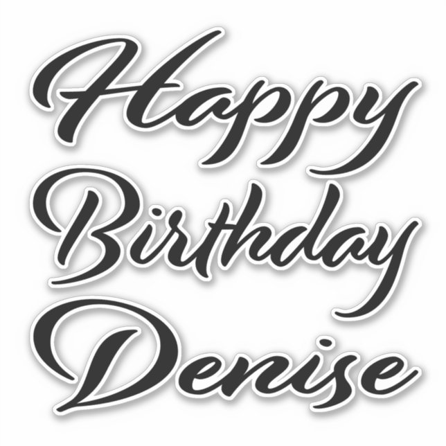 Sticker Denise Nom Prénom Anniversaire de la Broderie noir (Devant)