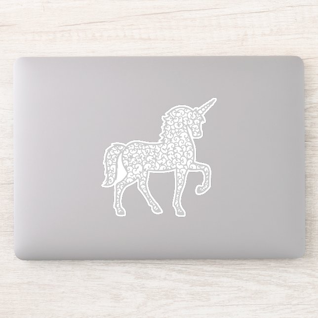 Sticker Dentelle gris argent licorne (Ordinateur)