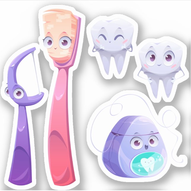 Sticker Dentist Dental Hygiene Sympa Caractère Caricatures (Devant)