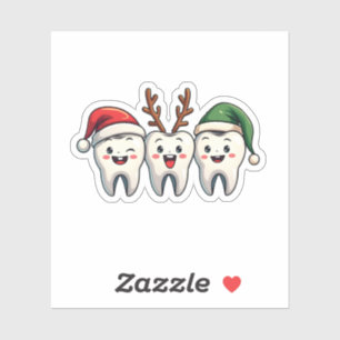 Sticker Dentiste Noël Dental Père Noël Floss Xmas Tree