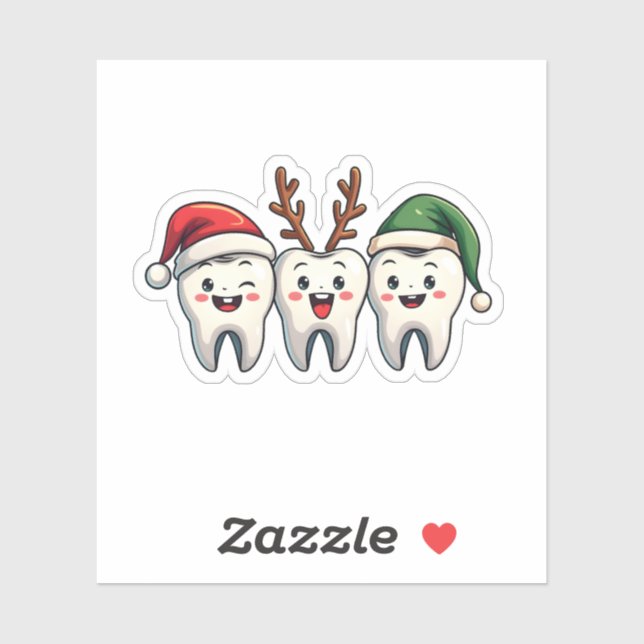 Sticker Dentiste Noël Dental Père Noël Floss Xmas Tree (Feuille)