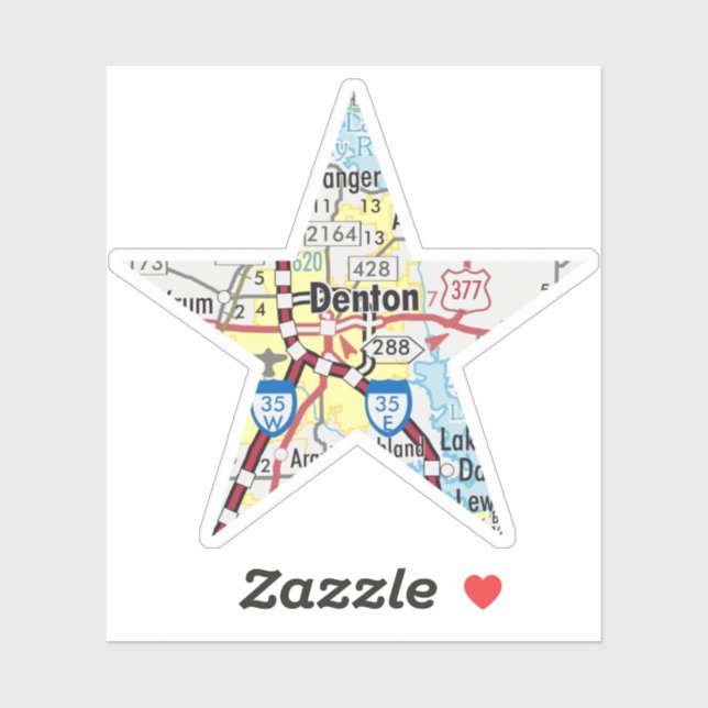 Sticker Denton Texas Map (Feuille)
