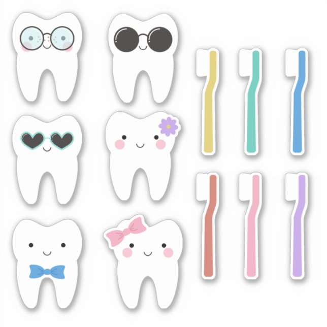 Sticker Dents mignons Avec Personnalités Différentes Enfan (Devant)
