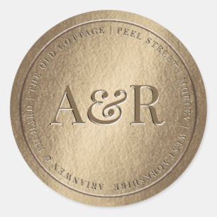 Sticker d'enveloppe d'or avec Monogramme