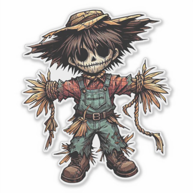 Sticker Déplaisant Scarecrow petit garçon couleur illustra (Devant)