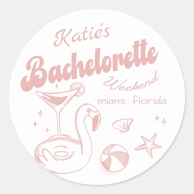 Sticker Dernier toast Pink Bachelorette de plage (Devant)
