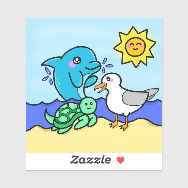 Sticker des amis de Kawaii Beach (Feuille)