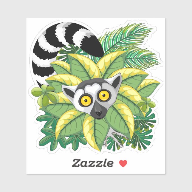Sticker Des lémuriens de Madagascar dans la jungle exotiqu (Feuille)