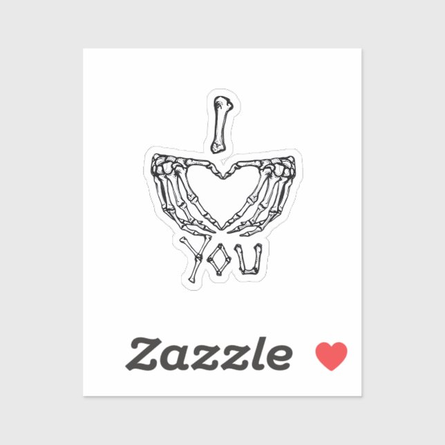 Sticker Des Mains De Squelette Qui Font Un Coeur (Feuille)