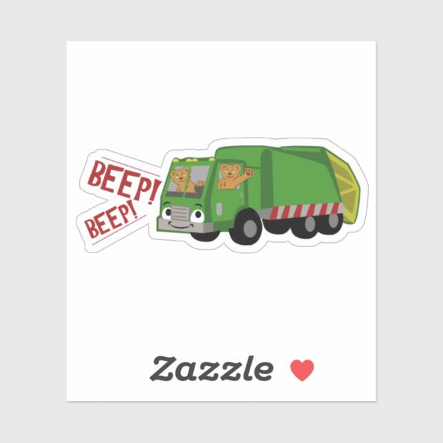 Sticker Des ours conduisant un camion-poubelle (Feuille)