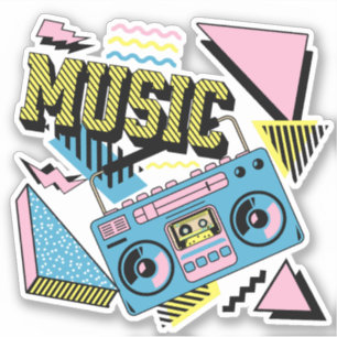 Sticker Design de boite de musique de style rétro