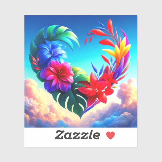 Sticker Design de coeur de fleurs (Feuille)