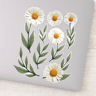 Sticker Design floral de marguerite blanche