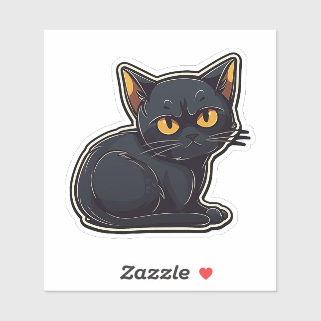 Sticker Design graphique Catitude Chat Noir (Feuille)