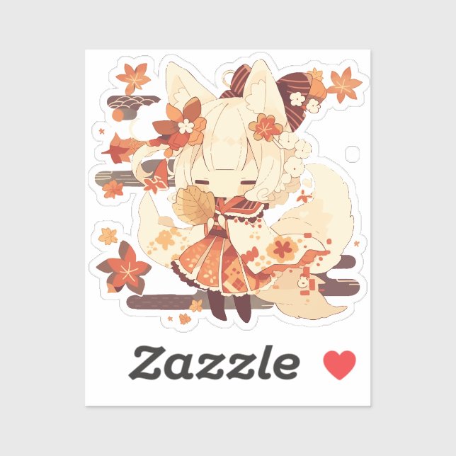 Sticker Design japonais inspiré par Yokai (Feuille)