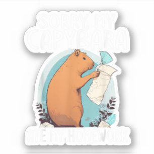 Sticker Désolé, Mon Capybara A Mangé Mes Devoirs Drôle