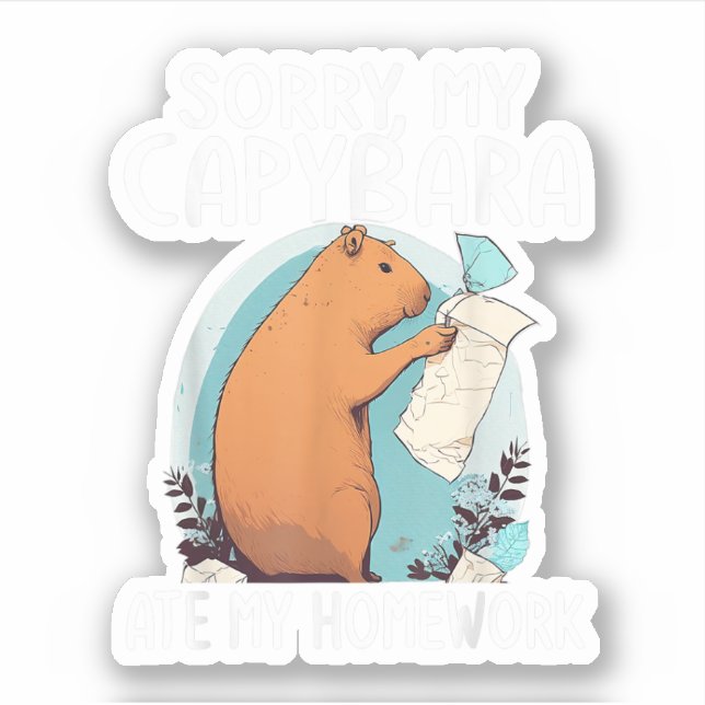 Sticker Désolé, Mon Capybara A Mangé Mes Devoirs Drôle (Devant)