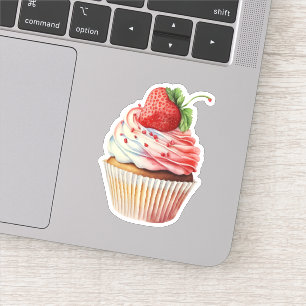 Sticker Dessert sucré à la fraise Cupcake