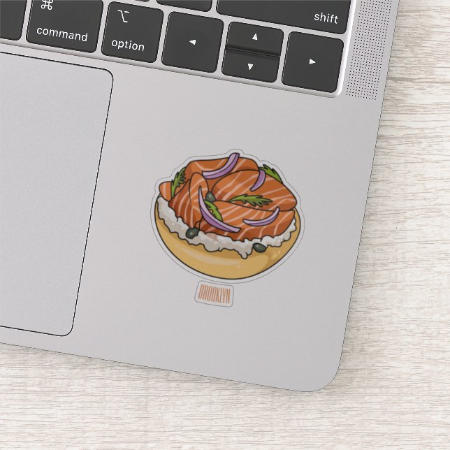 Sticker dessin animé de bagel saumon (Détail)