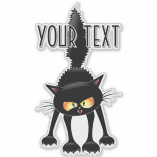 Sticker Dessin animé de chat noir drôle et féroce