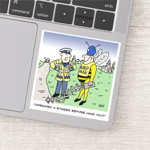 Sticker Dessin animé drôle de la police de la circulation 