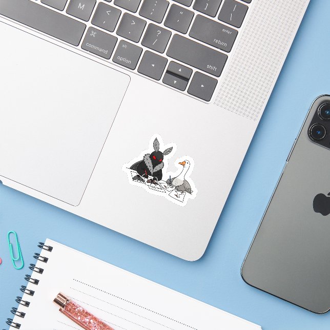 Sticker Dessin Avec Bouche Et Oie (Ordinateur portable avec iPhone)