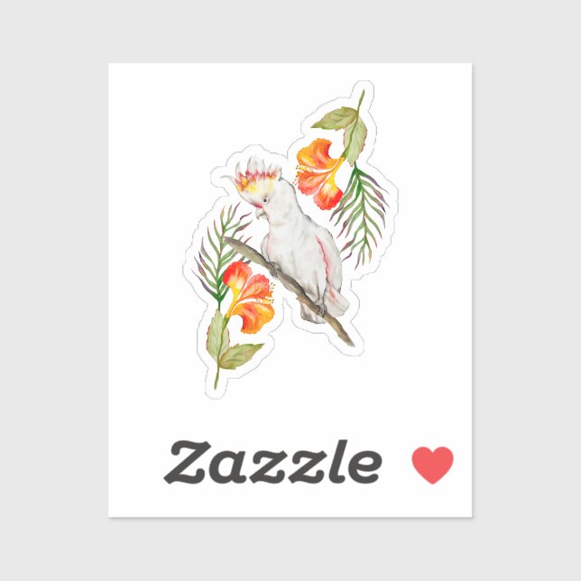 Sticker Dessin d'aquarelle d'un perroquet de cacatoès (Feuille)