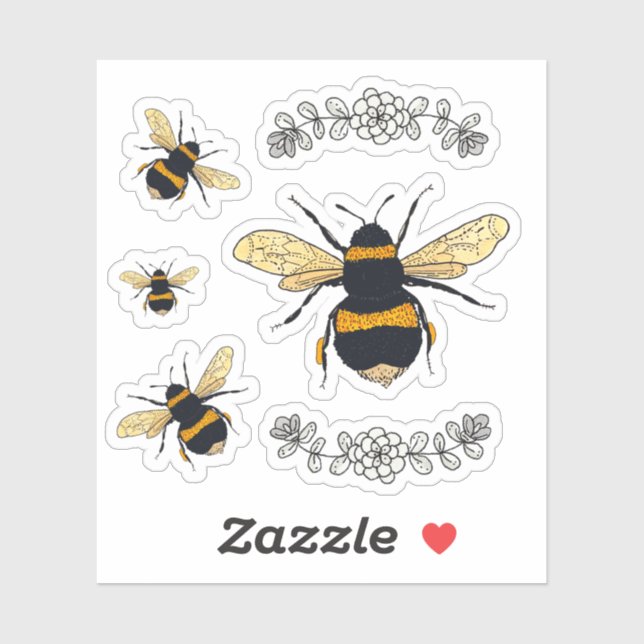 Sticker Dessin de bourdons croquants (Feuille)