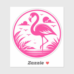 Sticker Dessin de cercle d'été flamant rose-68730