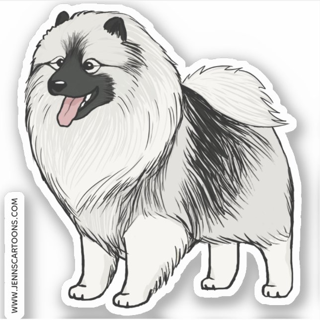 Sticker Dessin de chien de caricature Keeshony Vinyl (Devant)