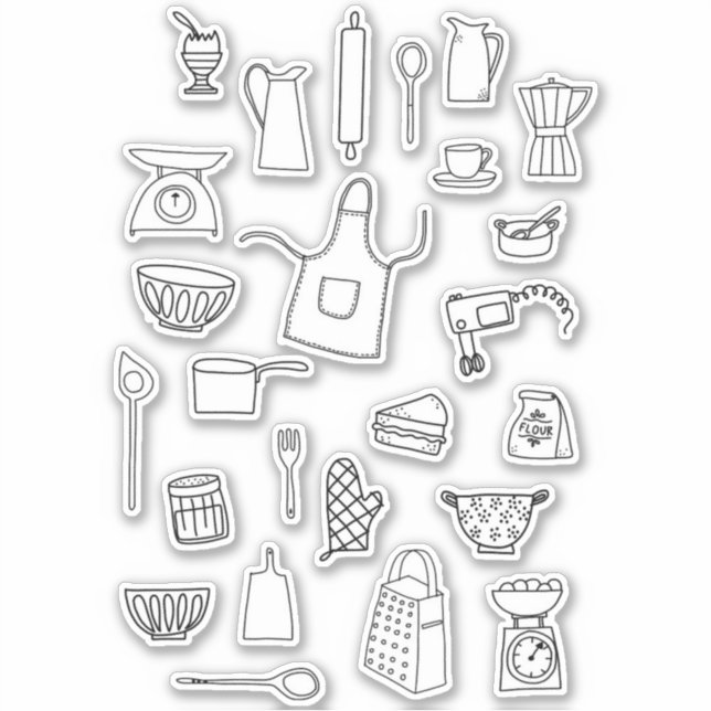 Sticker Dessin de Cuisine de cuisson (Devant)