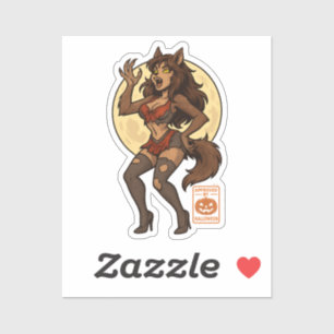 Sticker Dessin de la fille Werewolf