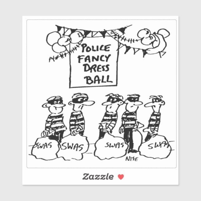 Sticker Dessin de la police pour le bal des robes. (Feuille)