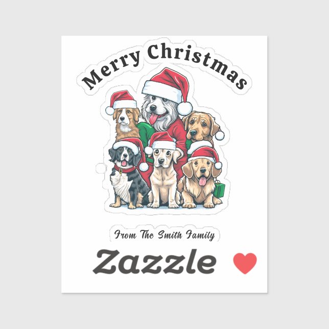 Sticker Dessin de Noël du chien mignon (Feuille)