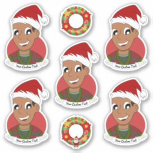 Sticker Dessin de Noël pour un jeune Africain Américain
