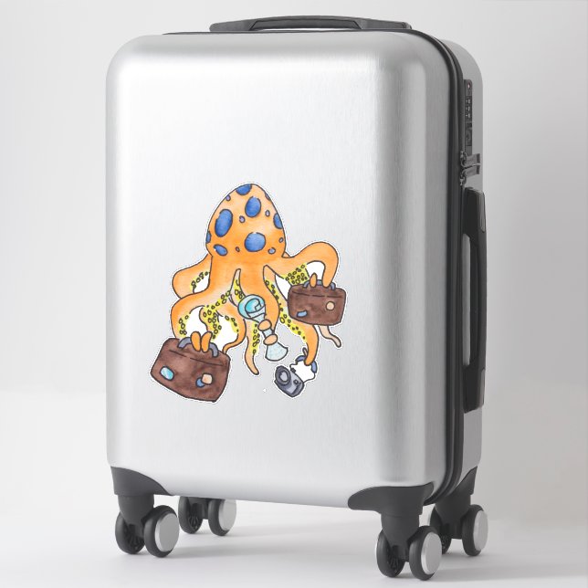 Sticker Dessin de vacances de voyage Illustration drôle Oc (Sur valise)