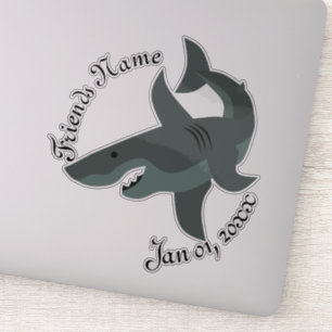 Sticker Dessin d'un grand contour de requin blanc effrayan