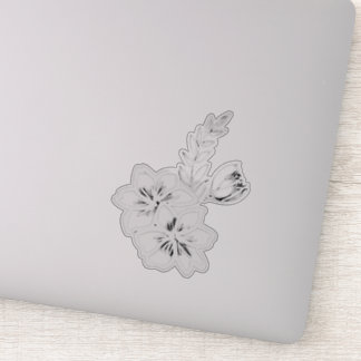 Sticker Dessin floral noir et blanc