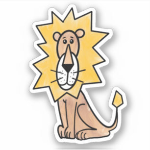 Sticker dessin mignon lion enfants retro safari jungle ani