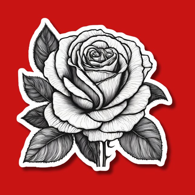 Sticker Dessin noir et blanc détaillé étanche (Créateur téléchargé)