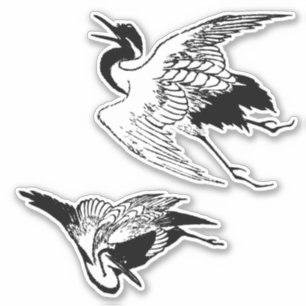 Sticker Dessins japonais vintages d'une grue