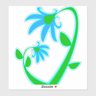 Sticker Deux fleurs bleues