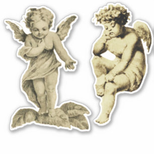 Sticker Deux mignons anges Vintages Chubby Cherubs