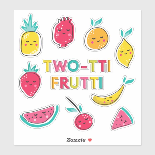 Sticker Deux tti Frutti Cute Fruit Caractères Cocktail (Feuille)