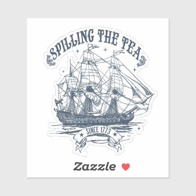 Sticker Déverser le thé depuis 1773 | Voilier (Feuille)